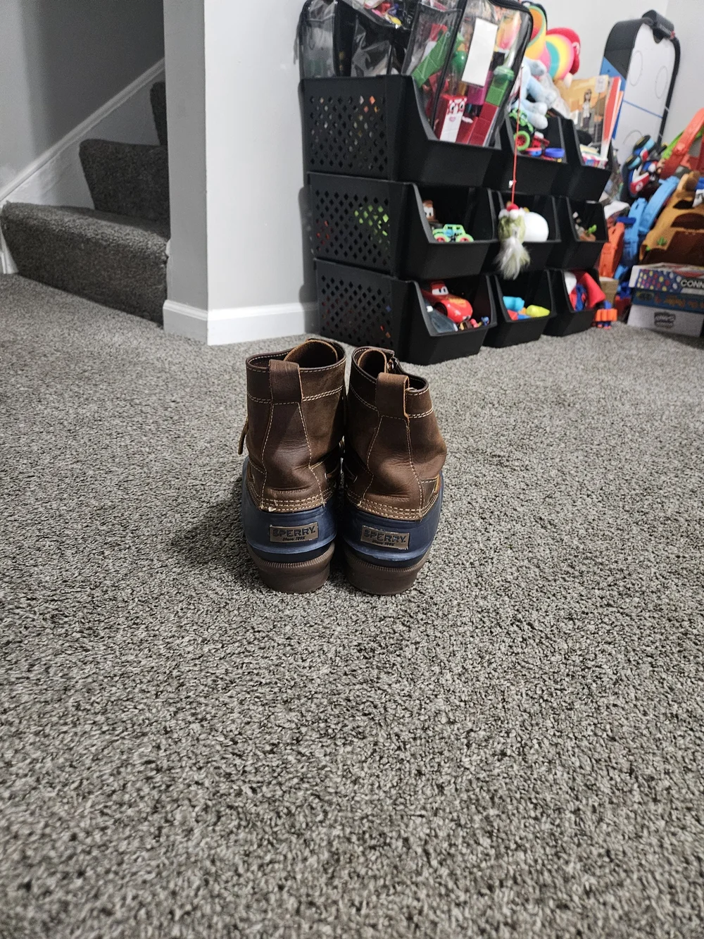 Sperry Brown Leather & Navy Duck Rain Boots